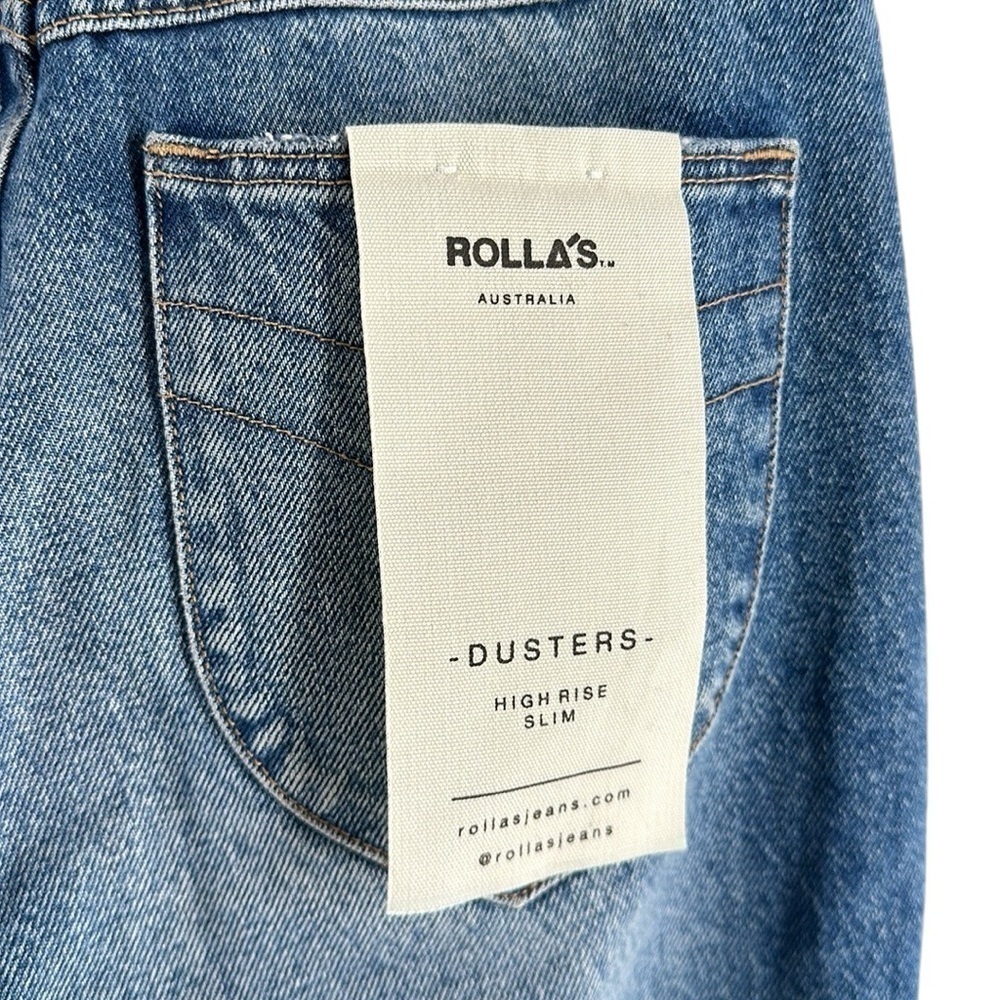 Rolla’s Dusters Jeans highrise slim rigid distressed knee medium wash sz 26 - Picture 10 of 14